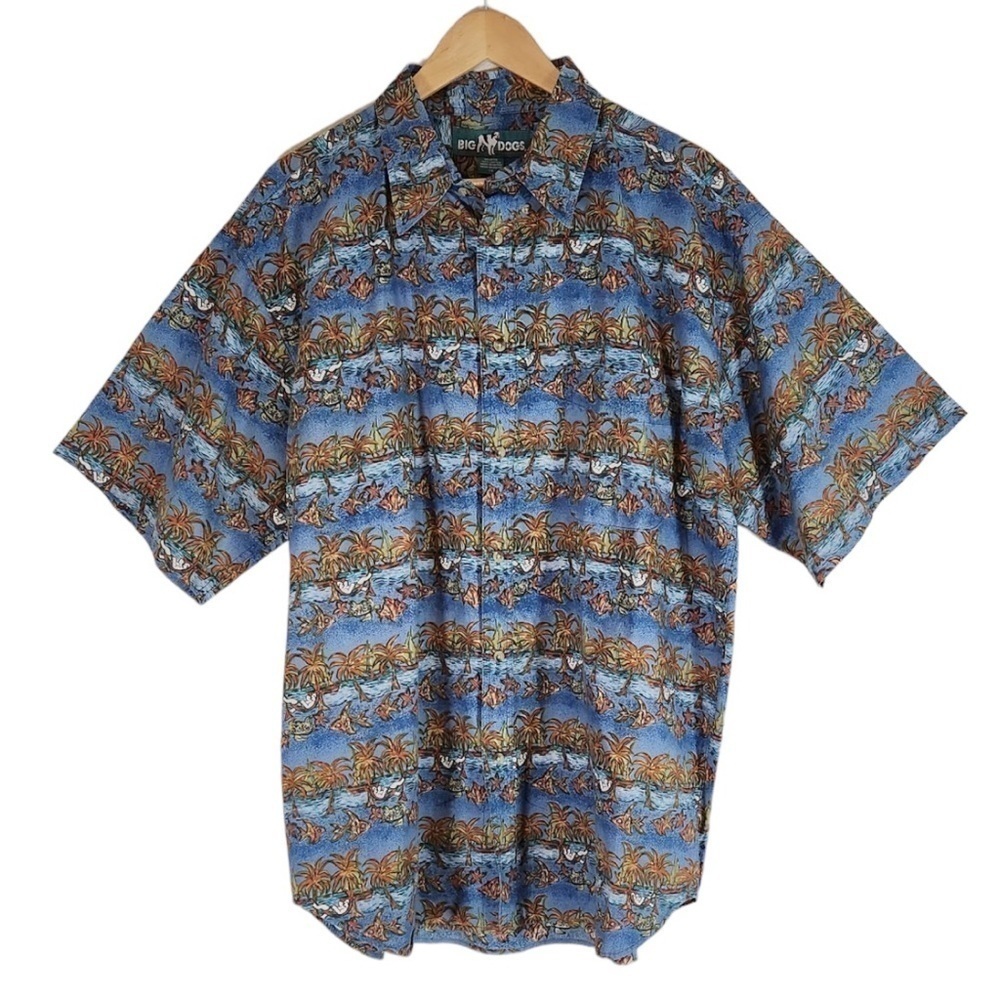 VINTAGE Big Dogs Hawaiian Shirt Size 1X